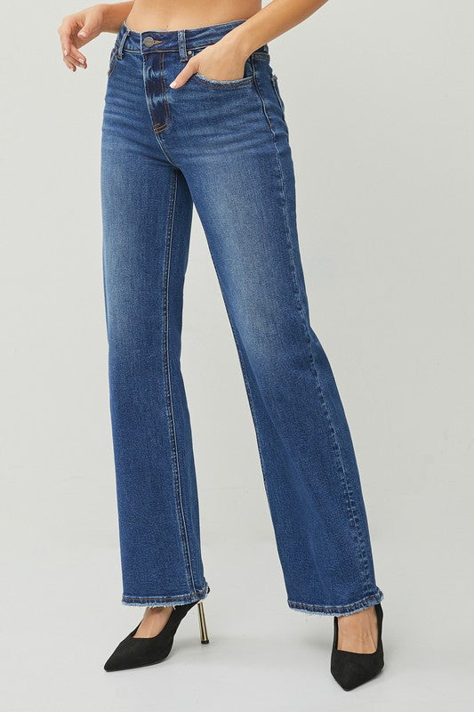 Risen High Rise Wide Jeans - Dark