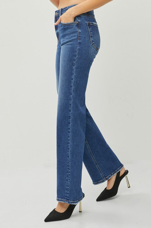 Risen High Rise Wide Jeans - Dark