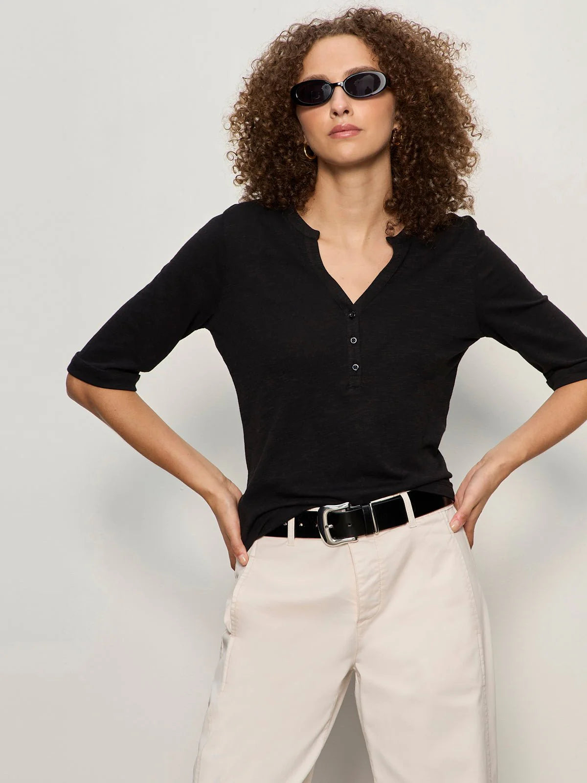 Sanctuary Rolled Sleeve Tee - Black