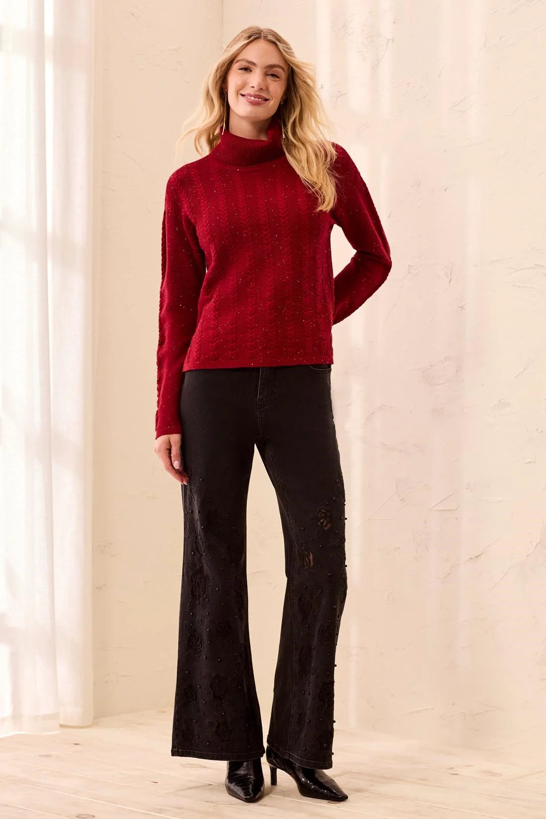 Tribal Ruby Turtleneck Sweater - Pinot