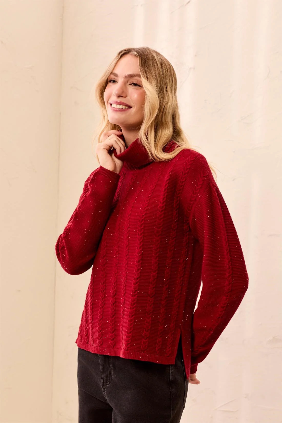 Tribal Ruby Turtleneck Sweater - Pinot