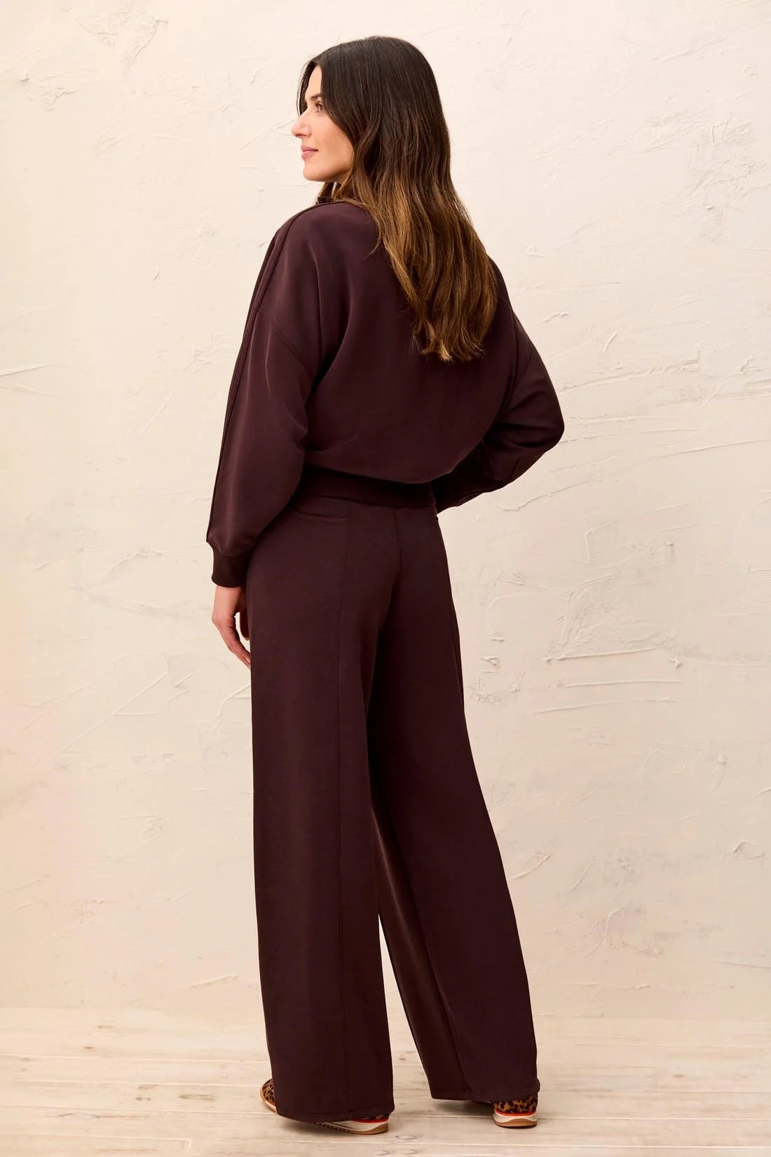 Tribal Soft Lounge Wide Leg Pintuck Pant - Saddle Brown
