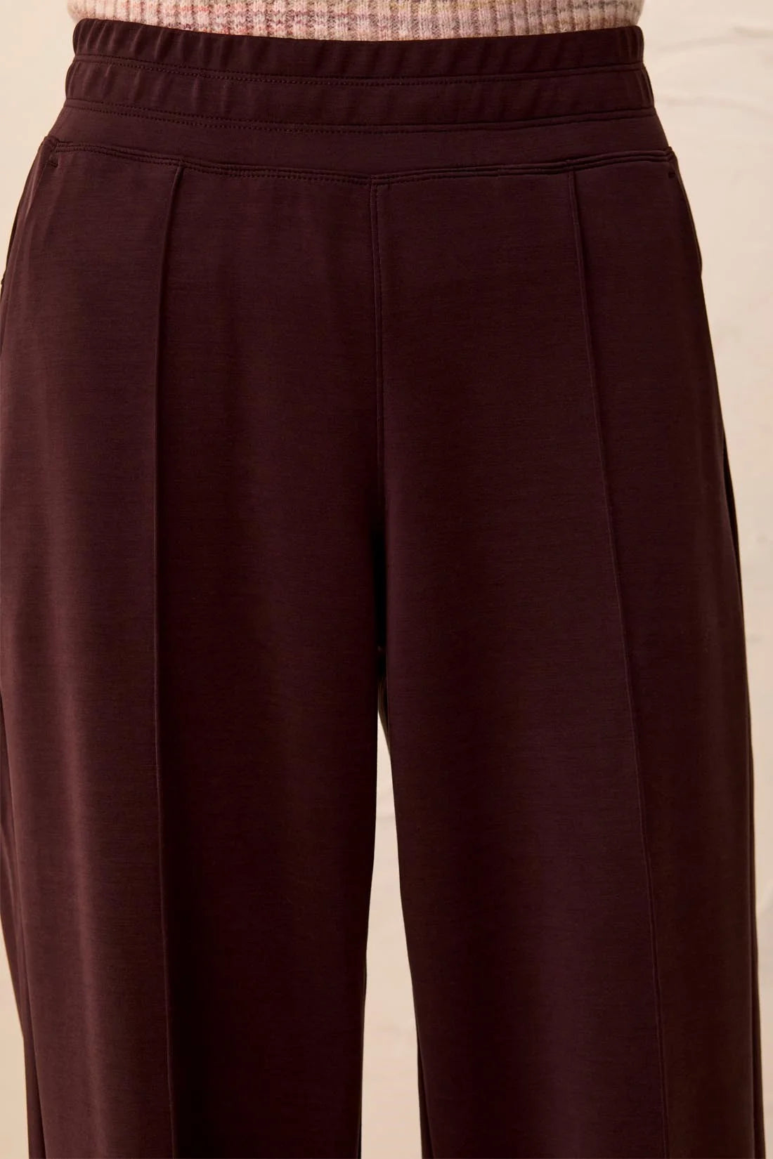 Tribal Soft Lounge Wide Leg Pintuck Pant - Saddle Brown