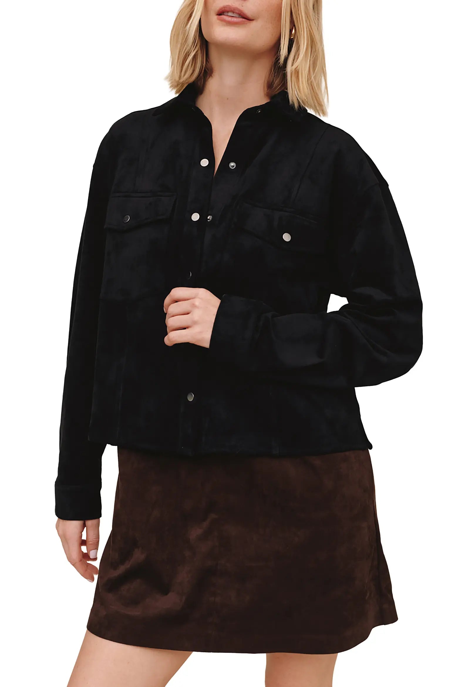 Bella Dahl Seamed Pocket Shacket - Black