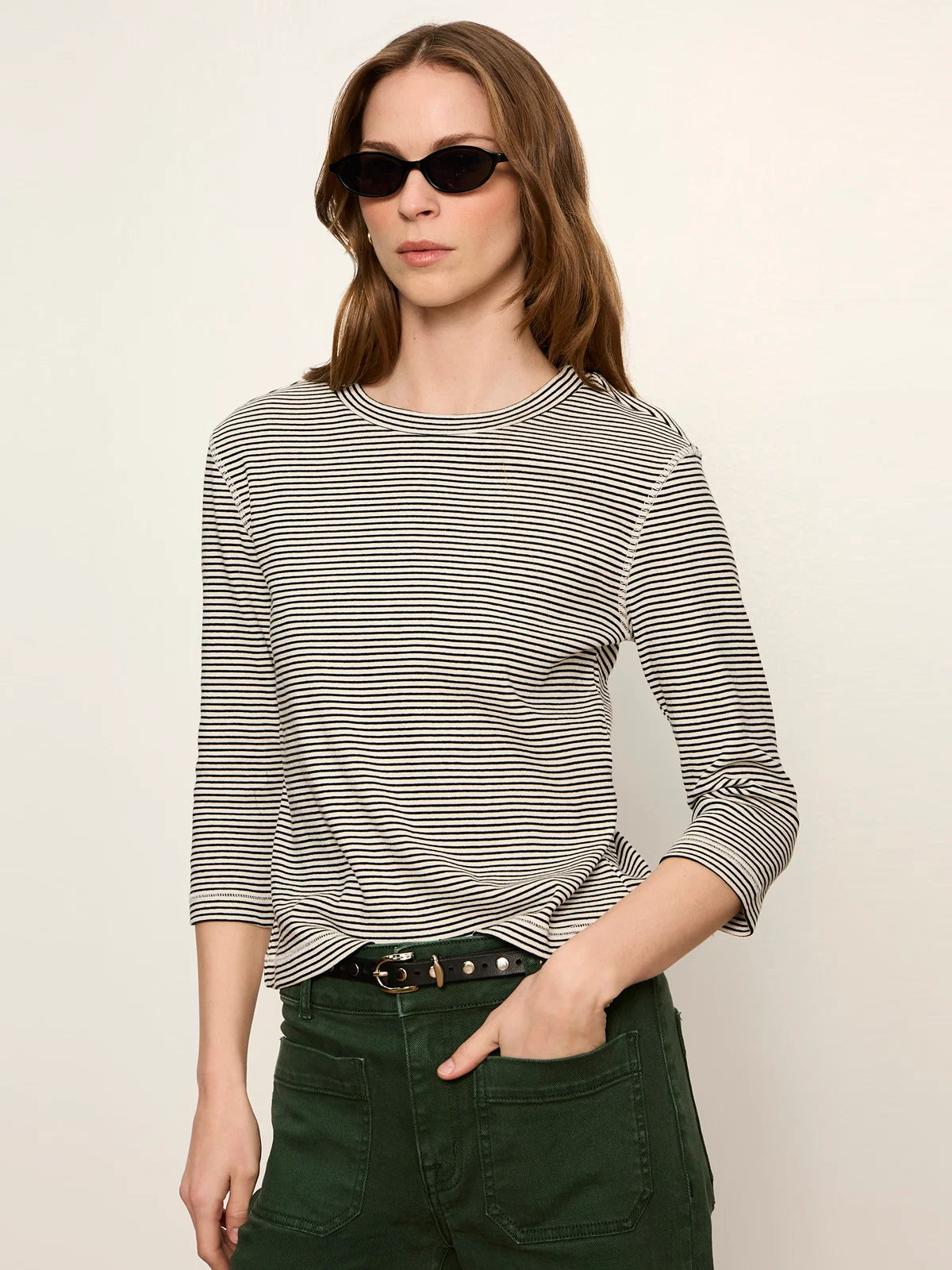 Sanctuary 3/4 Mode Tee - Chalk French Stripe