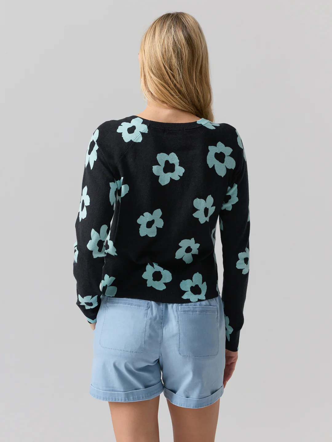Sanctuary All Day Long Sweater - Aqua Flower Pop Clothing - Tops - Sweaters - Pullovers - Fine Gauge Pullovers by Sanctuary | Grace the Boutique