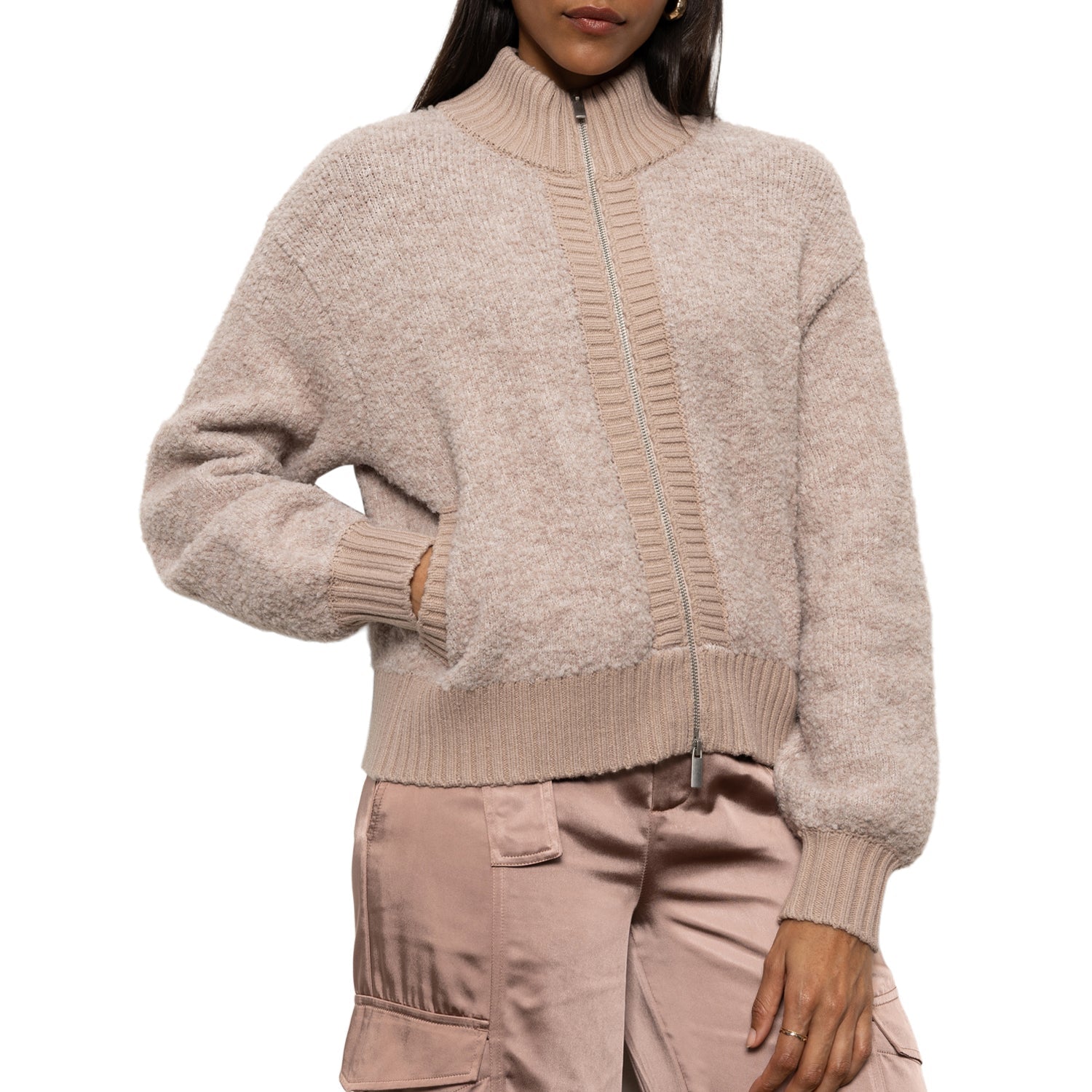 Sanctuary Boucle Knit Bomber - Feather Clothing - Tops - Sweaters - Cardigans by Sanctuary | Grace the Boutique