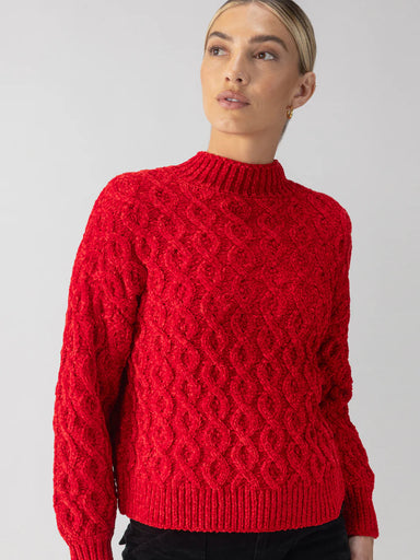 Sanctuary Cable Mock Neck Sweater - Mars Red Clothing - Tops - Sweaters - Pullovers by Sanctuary | Grace the Boutique