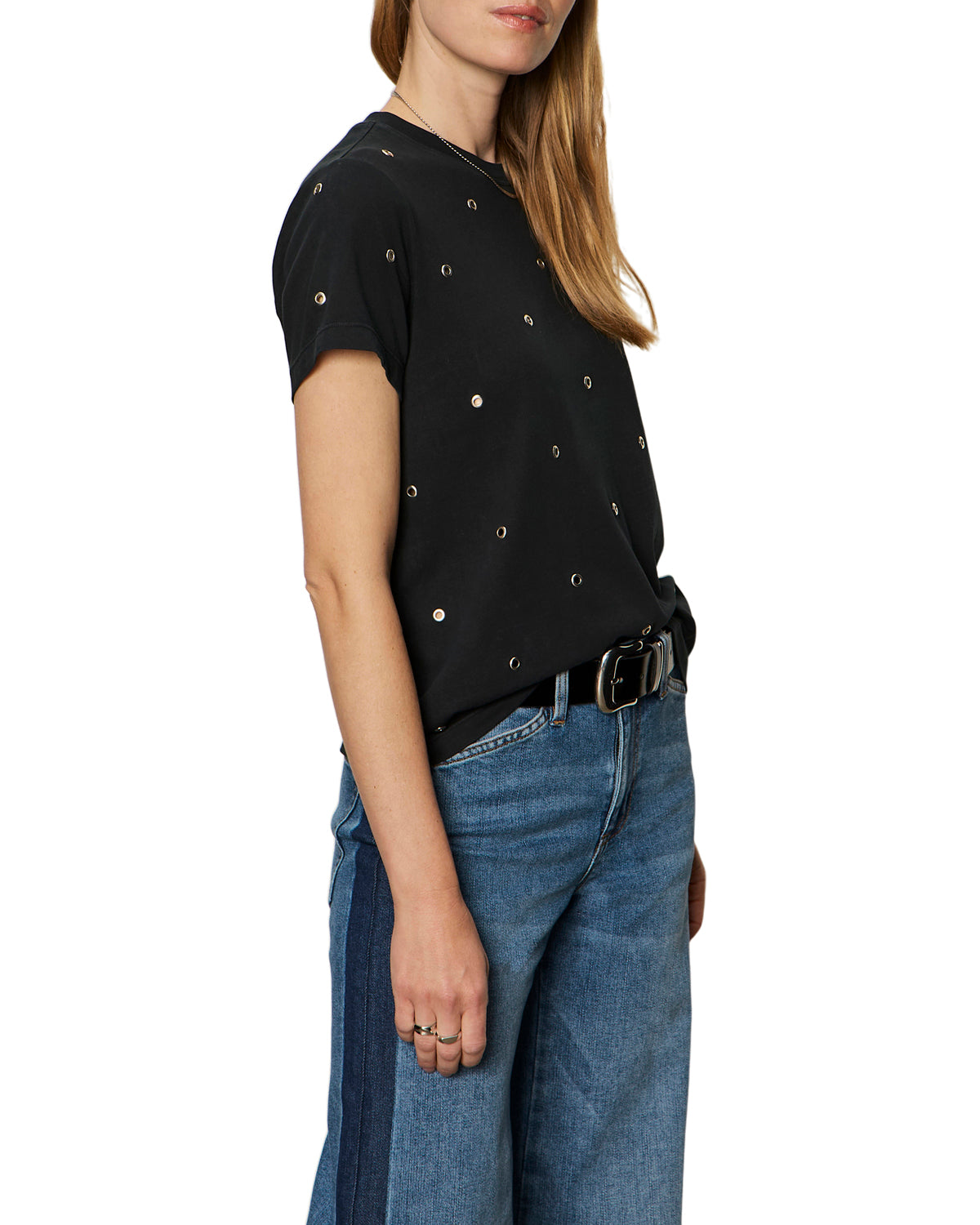 Sanctuary Embellished Grommet Tee - Faded Black
