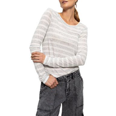 Sanctuary Femme Crew Stripe Tee - Grey/Chalk Clothing - Tops - Shirts - LS Knits by Sanctuary | Grace the Boutique