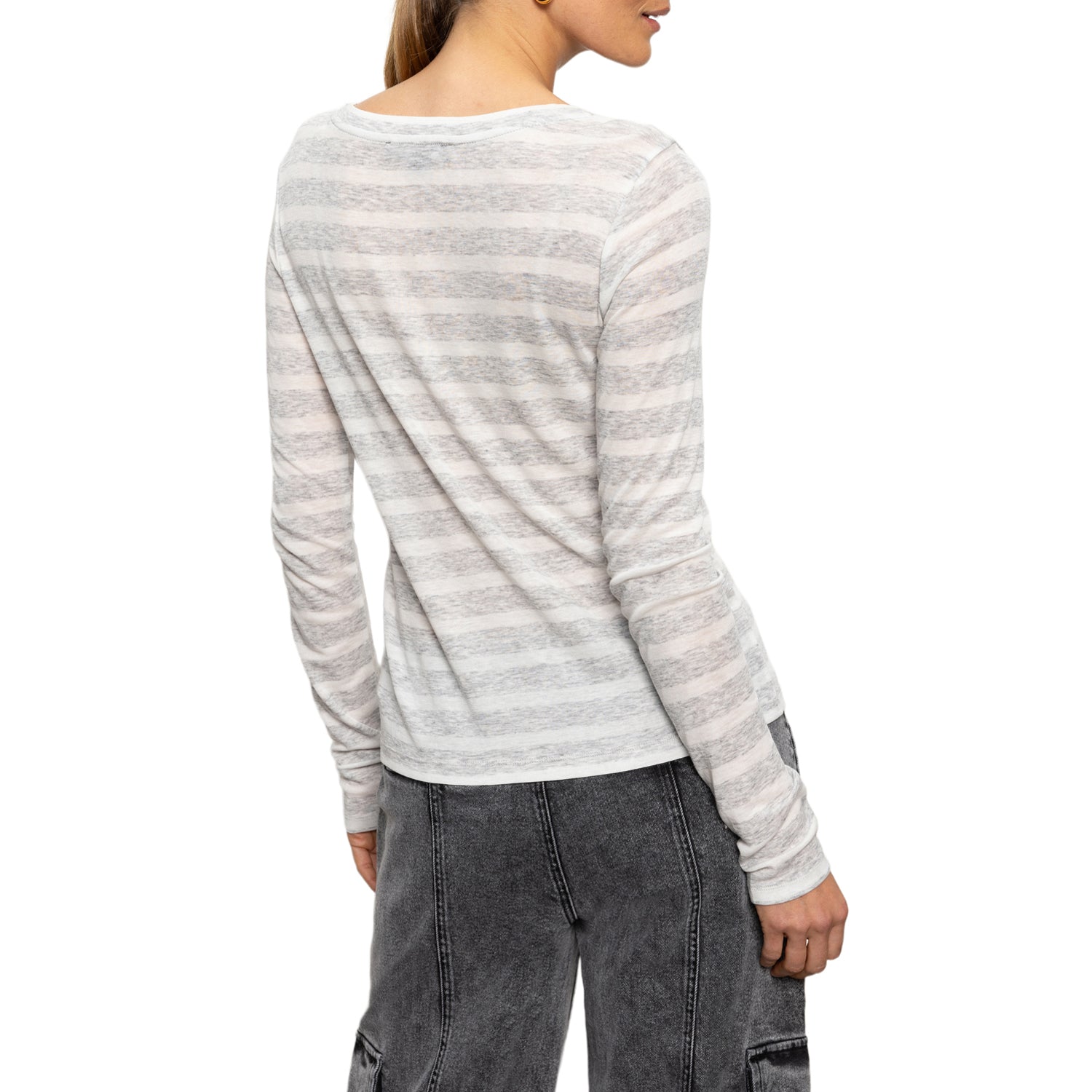 Sanctuary Femme Crew Stripe Tee - Grey/Chalk Clothing - Tops - Shirts - LS Knits by Sanctuary | Grace the Boutique