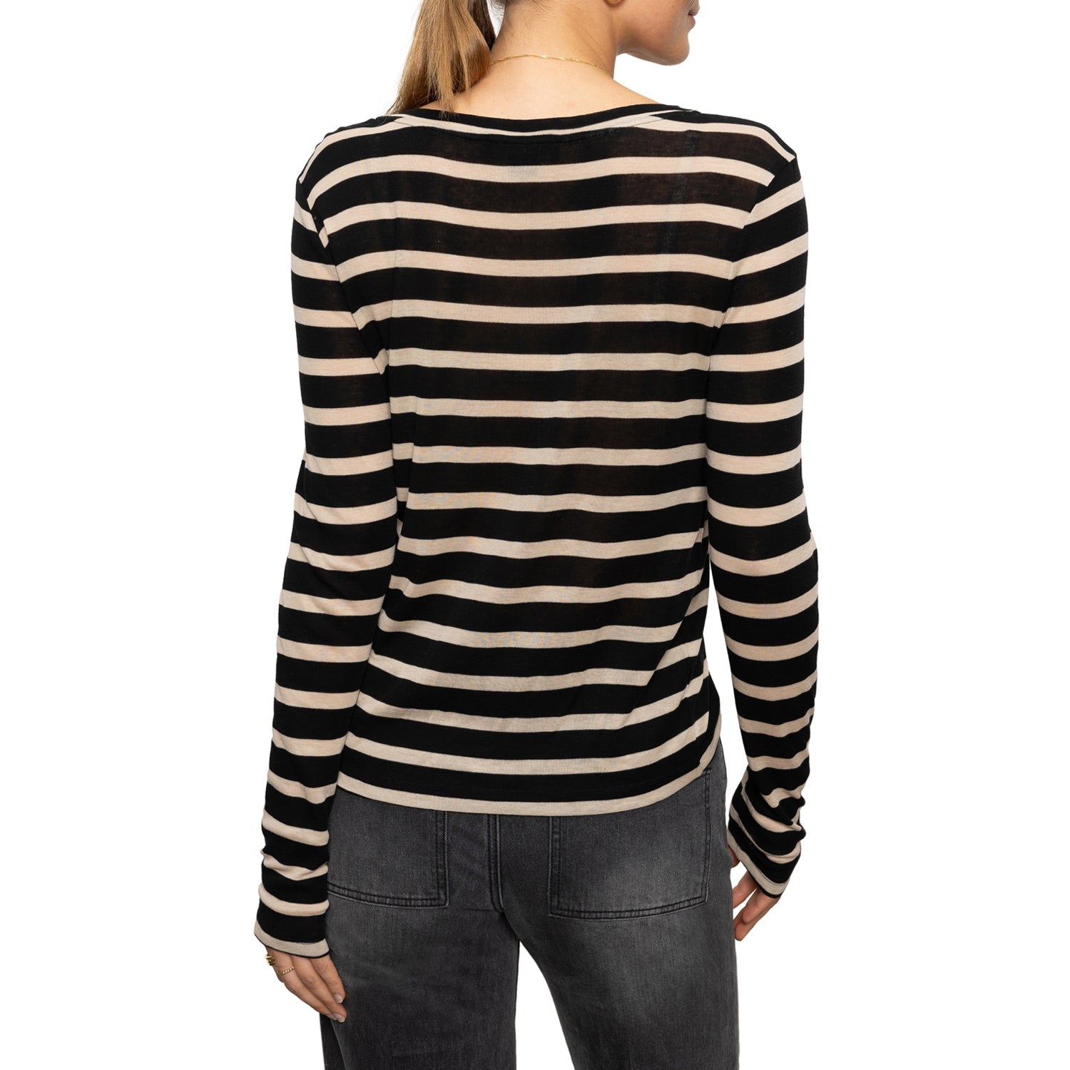 Sanctuary Femme Crew Stripe Tee - Oat/Black Clothing - Tops - Shirts - LS Knits by Sanctuary | Grace the Boutique