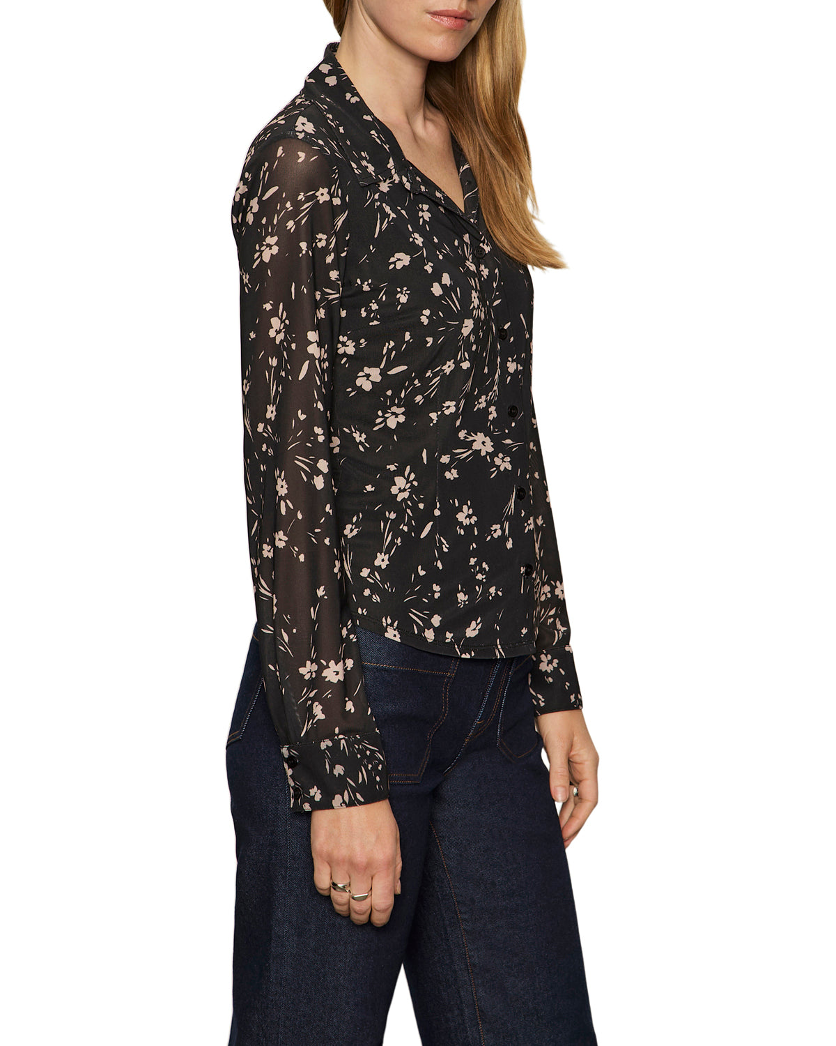 Sanctuary Fitted Mesh Buttondown - Edelweiss