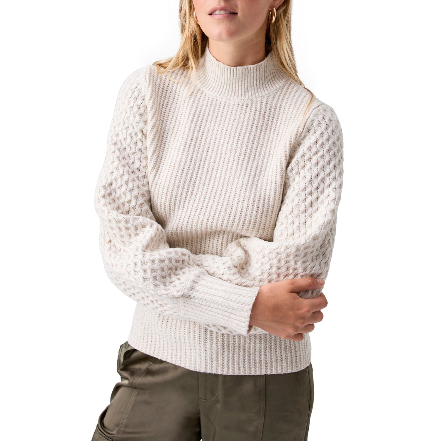 Sanctuary Honeycomb Sleeve Sweater - Marshmallow Clothing - Tops - Sweaters - Pullovers - Heavy Knit Pullovers by Sanctuary | Grace the Boutique