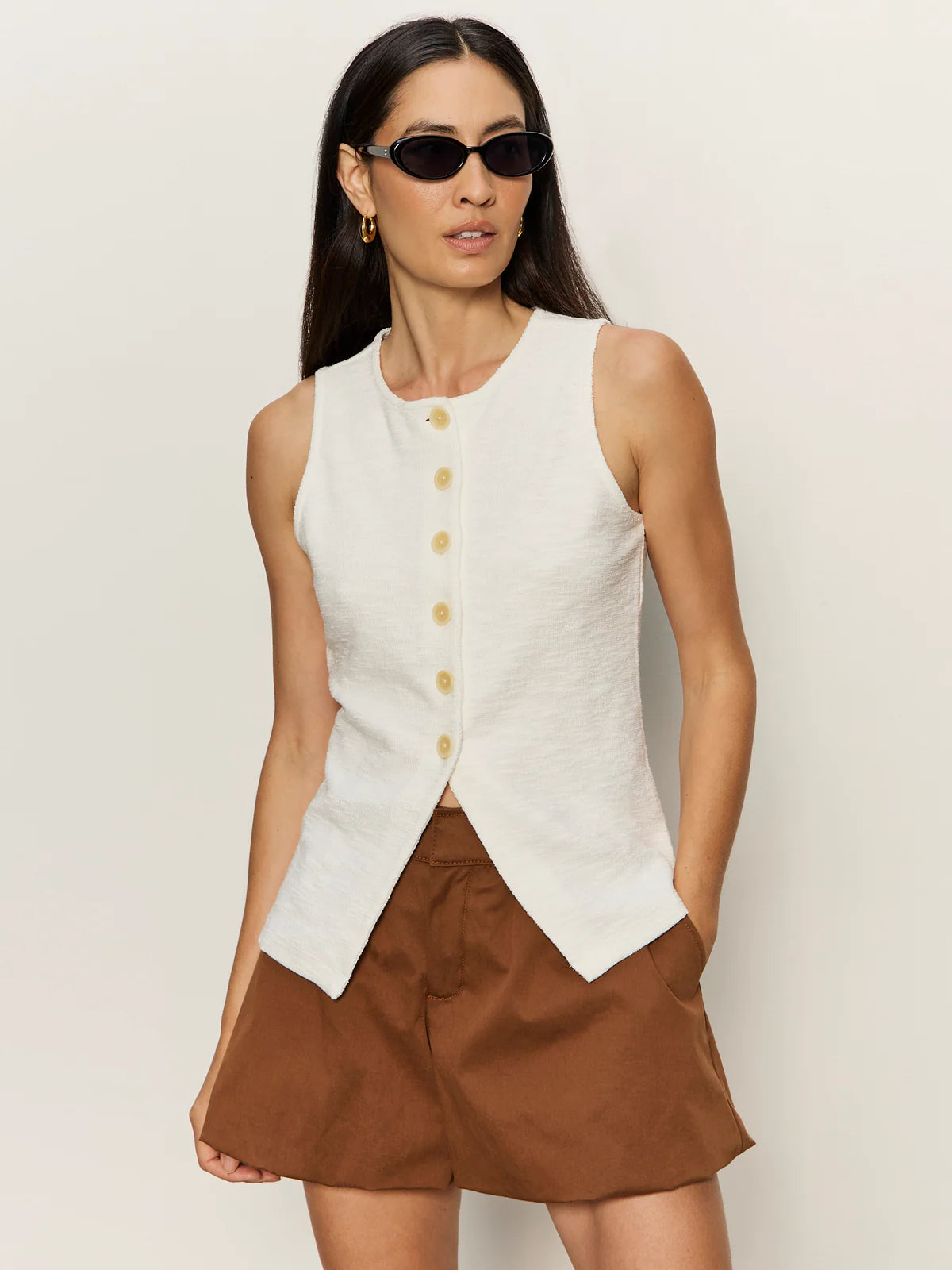 Sanctuary Nothing Extra Knit Vest - Chalk