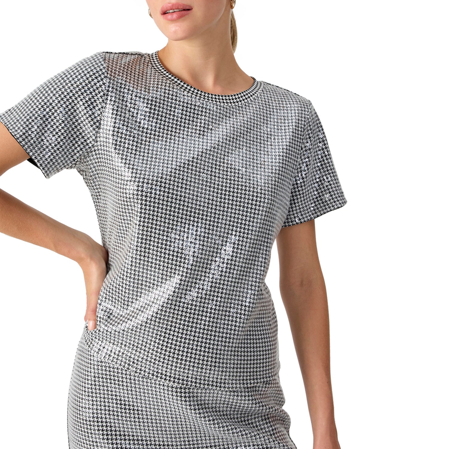 Sanctuary Perfect Sequin Tee - Micro Houndstooth Clothing - Tops - Shirts - SS Knits by Sanctuary | Grace the Boutique