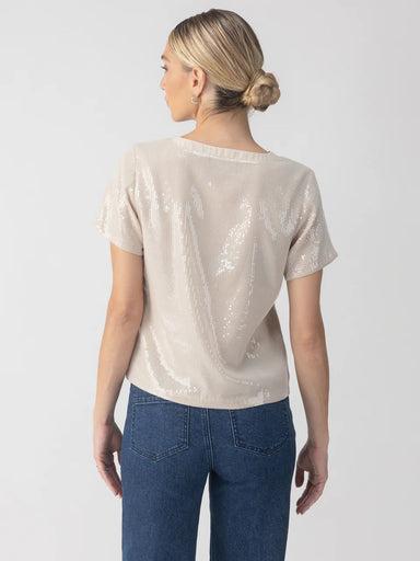 Sanctuary Perfect Sequin Top - Frosted Almond Clothing - Tops - Shirts - SS Knits by Sanctuary | Grace the Boutique