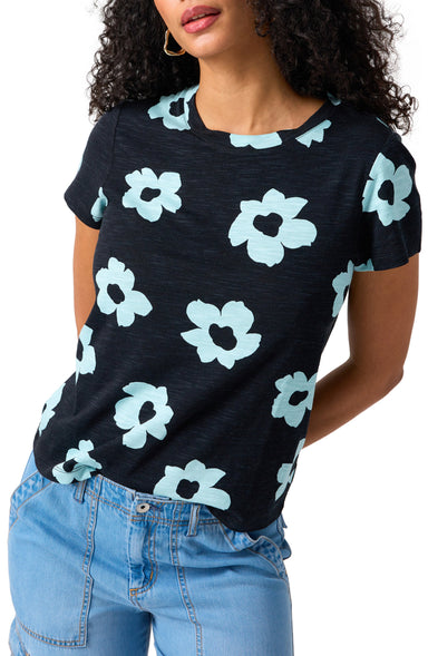 Sanctuary Perfect Tee - Aqua Flower Pop Clothing - Tops - Shirts - SS Knits by Sanctuary | Grace the Boutique