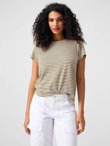 Sanctuary Perfect Tee - Burnt Olive Stripe Clothing - Tops - Shirts - SS Knits by Sanctuary | Grace the Boutique