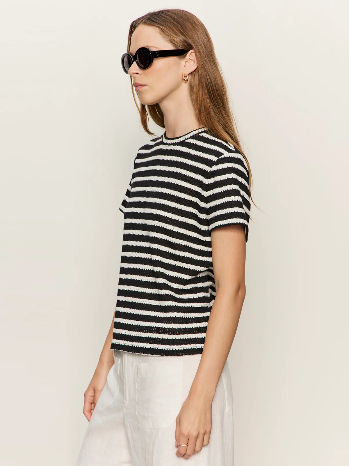 Sanctuary Perfect Textured Tee - Black/Chalk Stripe