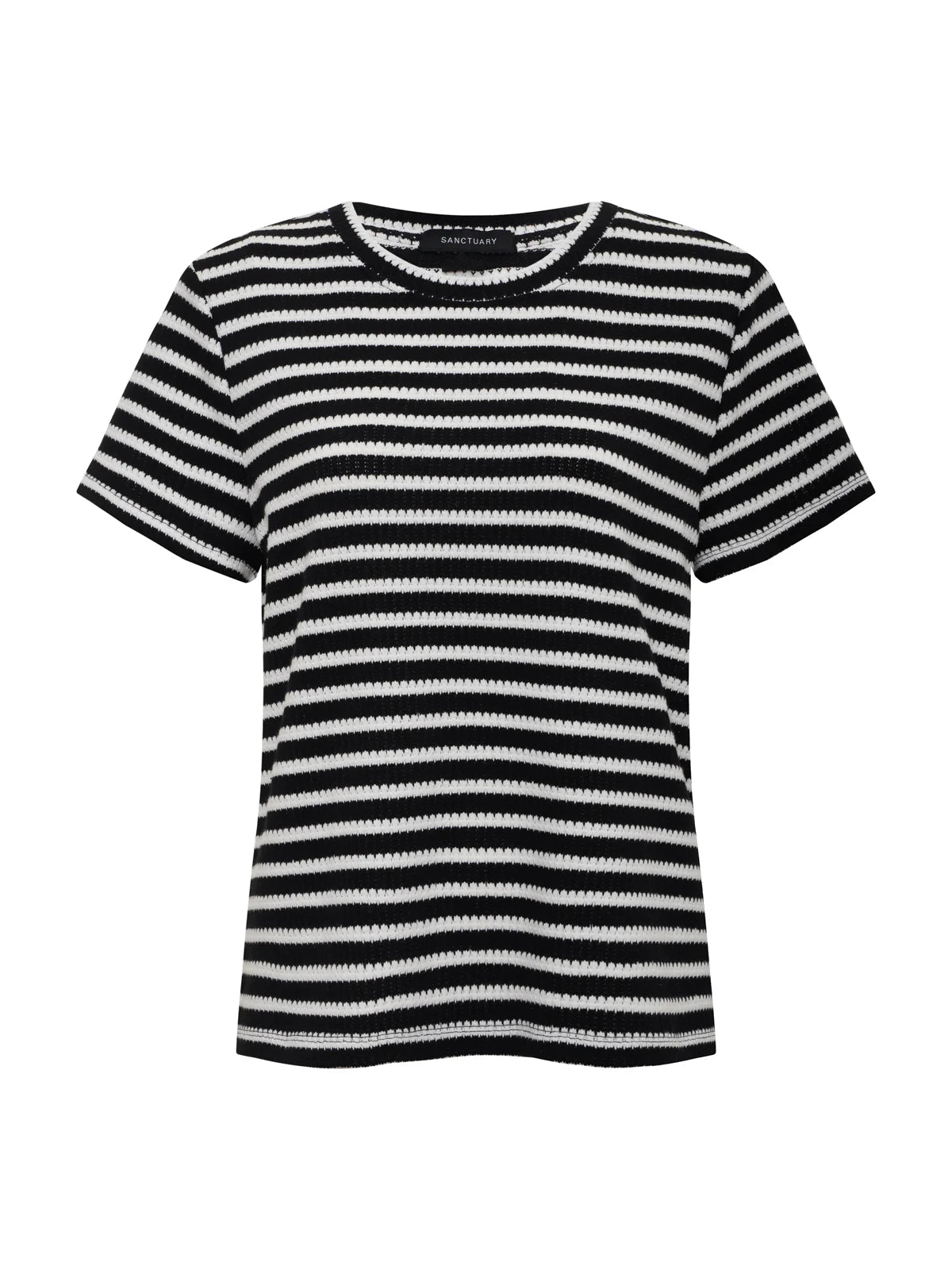 Sanctuary Perfect Textured Tee - Black/Chalk Stripe