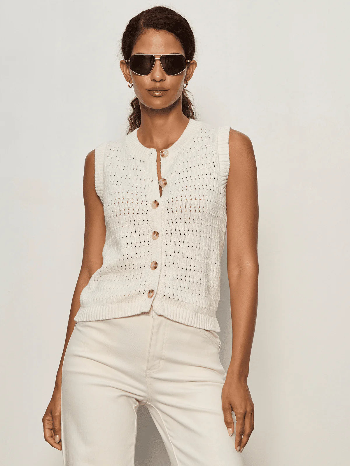 Sanctuary Pointelle Shell - Vintage Ivory