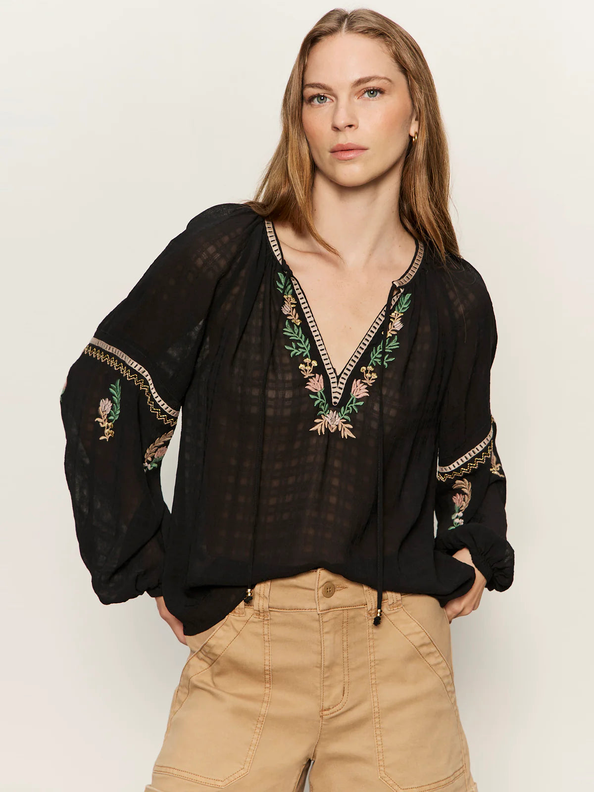 Sanctuary Raye Embroidered Blouse - Black