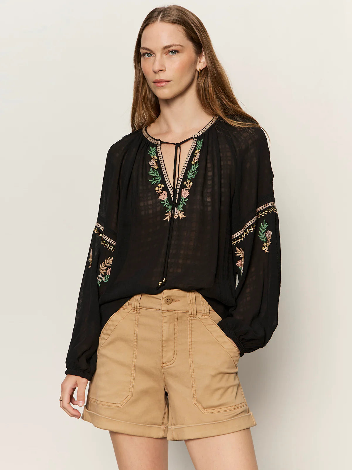 Sanctuary Raye Embroidered Blouse - Black