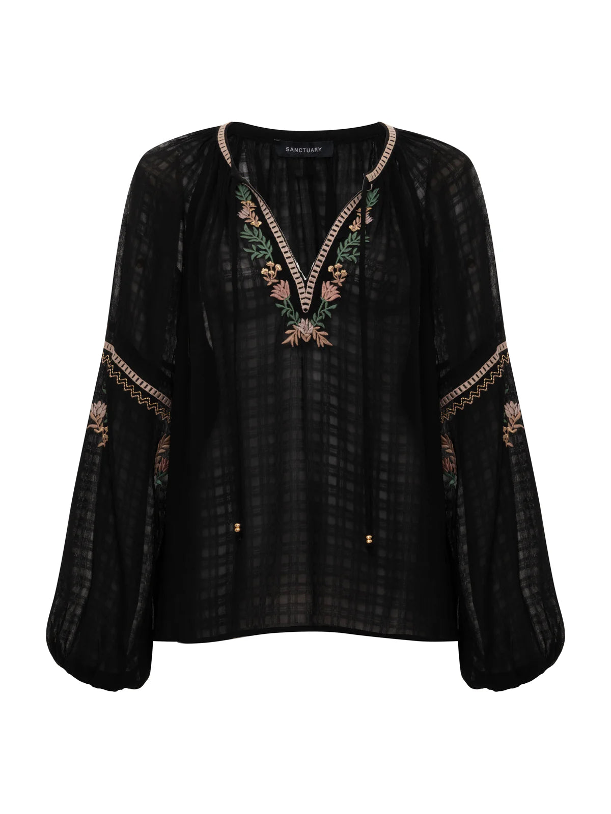Sanctuary Raye Embroidered Blouse - Black