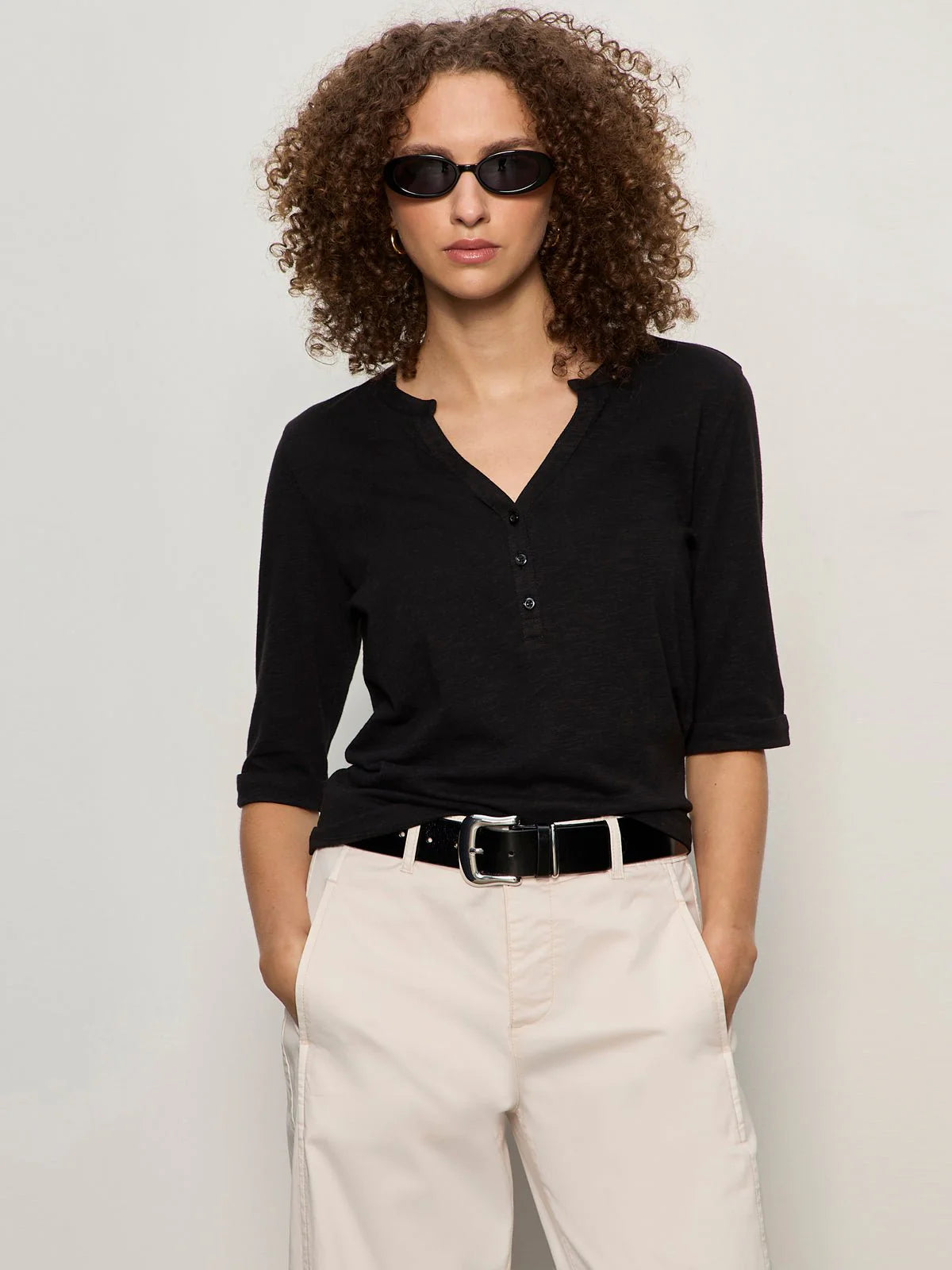 Sanctuary Rolled Sleeve Tee - Black