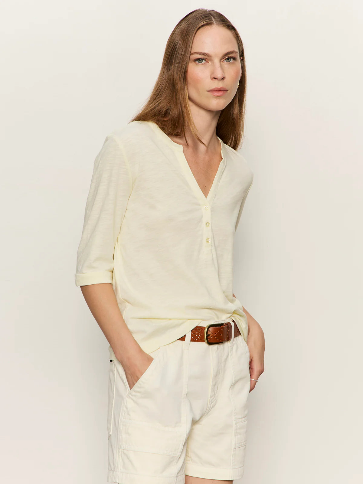 Sanctuary Rolled Sleeve Tee - Lemon Drop