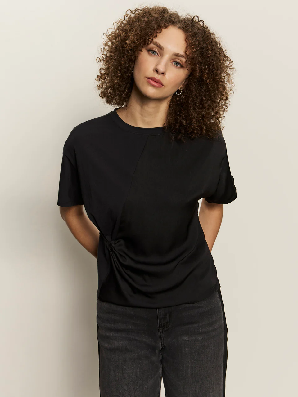 Sanctuary Satin Mix Tee - Black