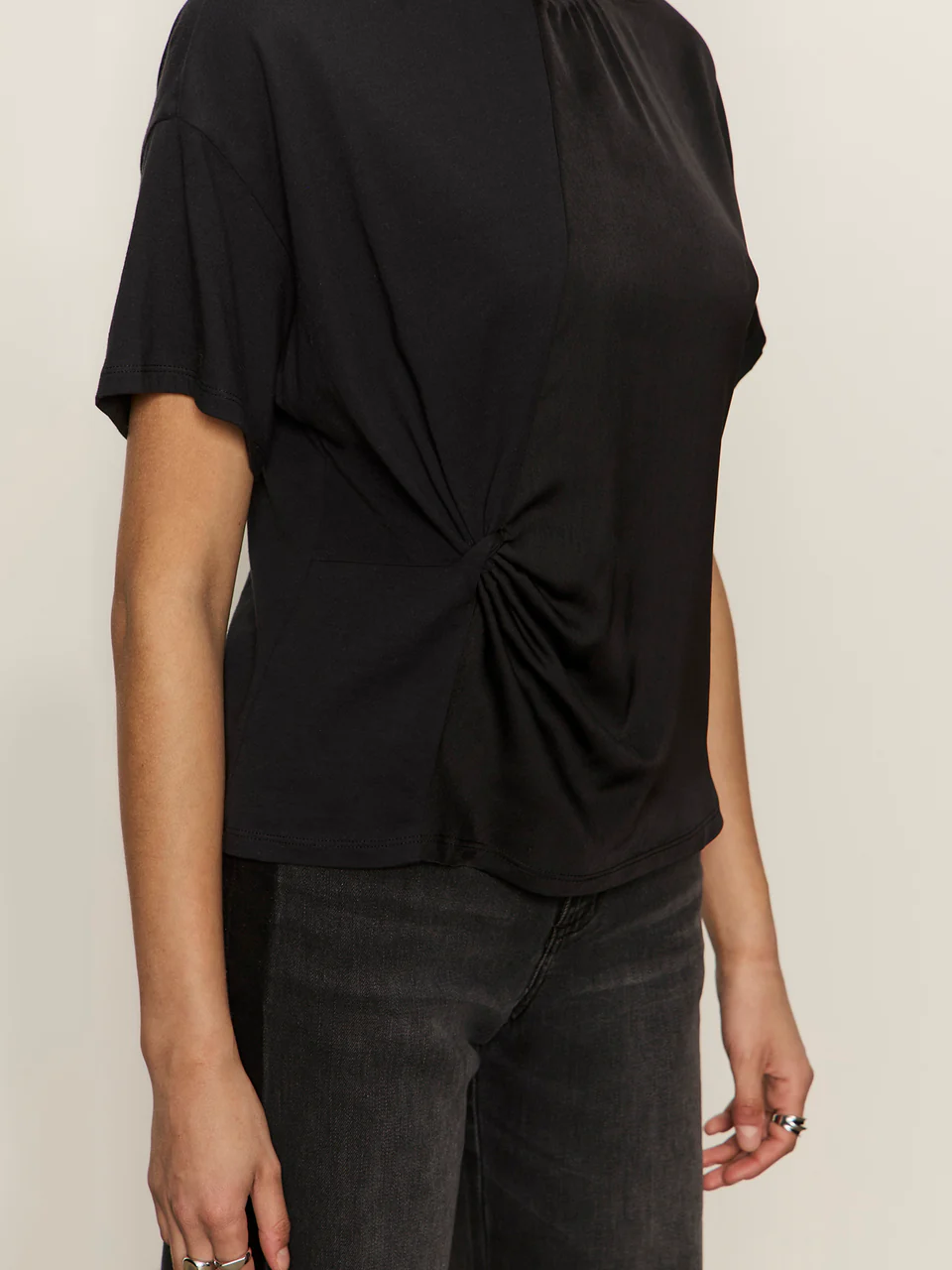 Sanctuary Satin Mix Tee - Black