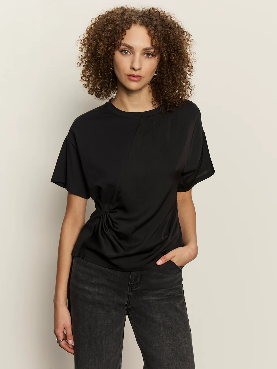 Sanctuary Satin Mix Tee - Black