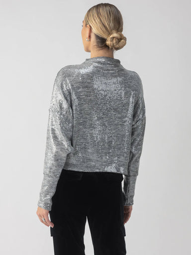 Sanctuary Sequin Funnel Neck Top - Grey Sequin Clothing - Tops - Shirts - LS Knits by Sanctuary | Grace the Boutique