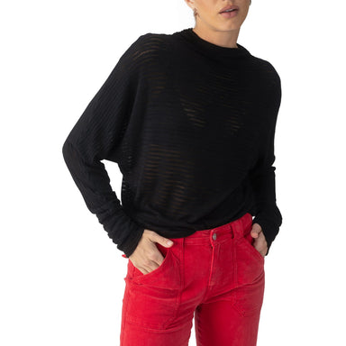 Sanctuary Sheer Stripe Funnel Neck Top - Black Clothing - Tops - Shirts - LS Knits by Sanctuary | Grace the Boutique