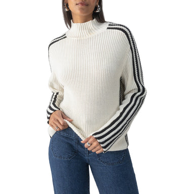 Sanctuary Sporty Stripe Mock Sweater - Chalk Clothing - Tops - Sweaters - Pullovers by Sanctuary | Grace the Boutique