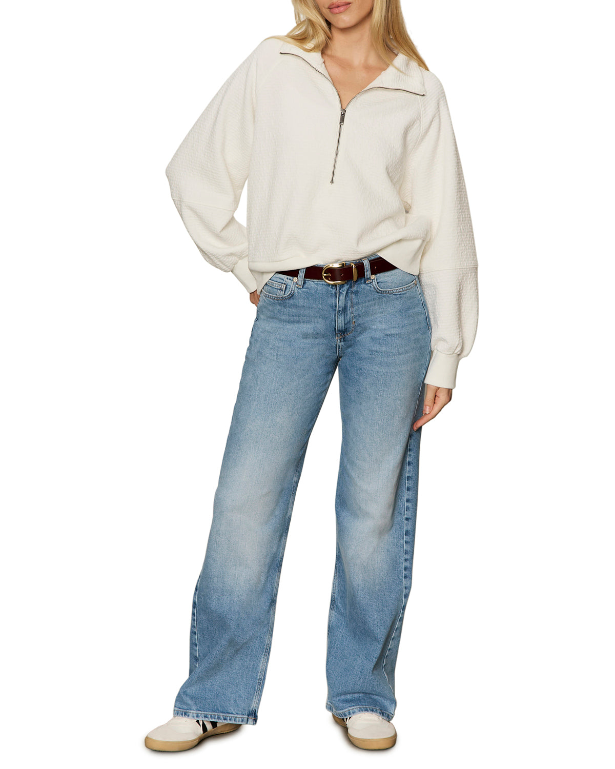 Sanctuary Textured Zip Up Popover - Chalk