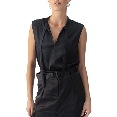 Sanctuary Tie Neck Satin Top - Black Clothing - Tops - Shirts - Blouses - Blouses Mid Price by Sanctuary | Grace the Boutique