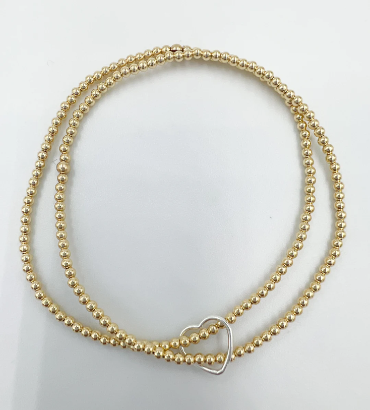 Saskia de Vries Double Love Leave On Bracelet - Gold