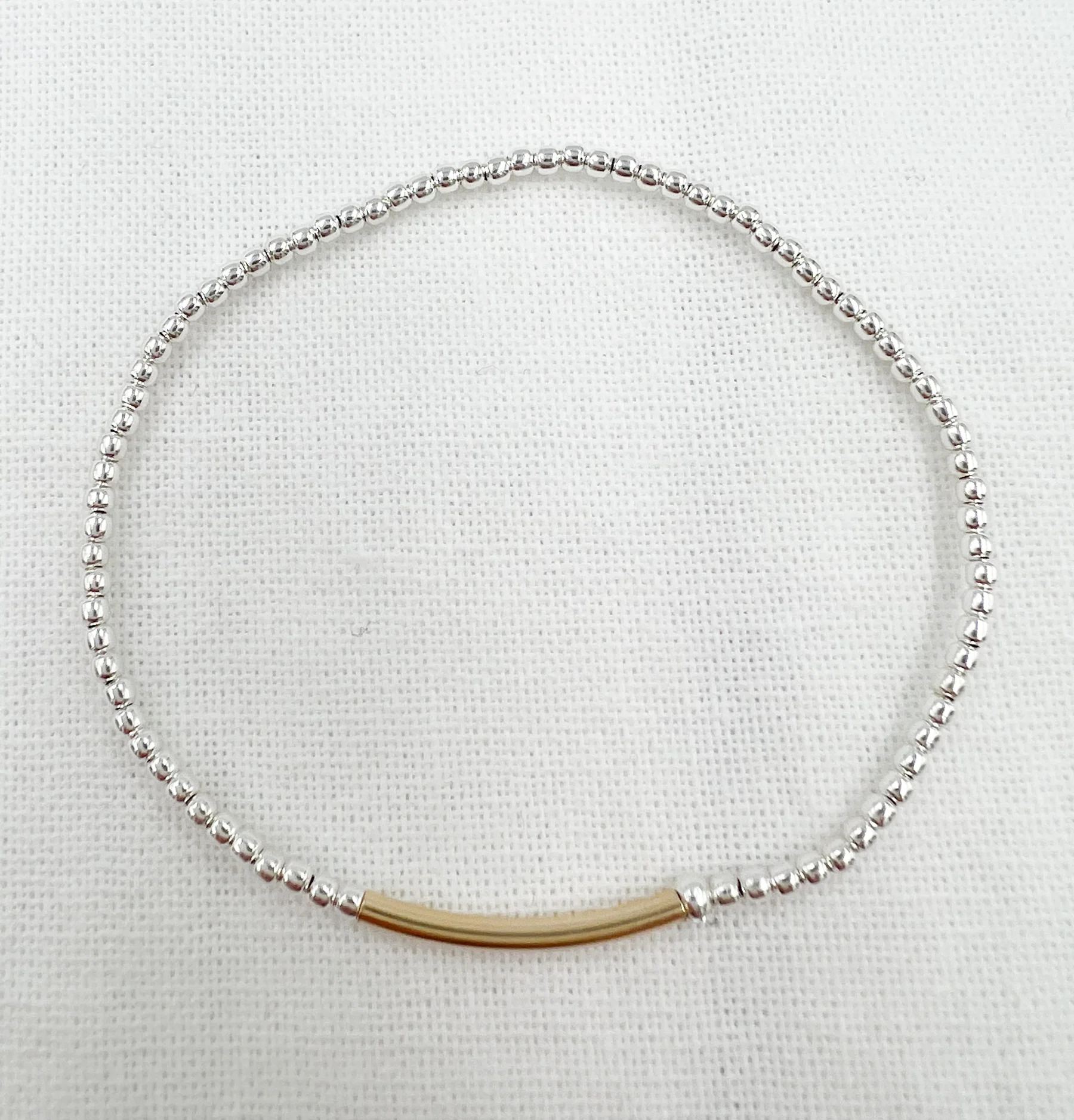 Saskia de Vries Gold Bar Leave On Bracelet - Silver/Gold