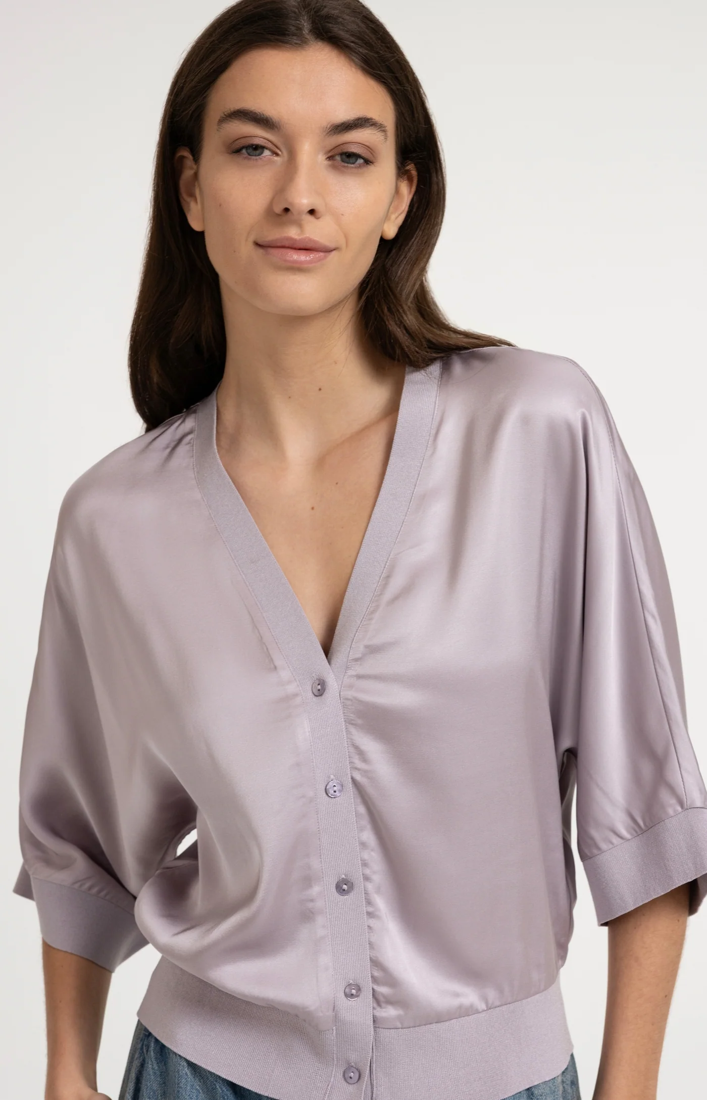 Yaya Satin Cardigan - Iris