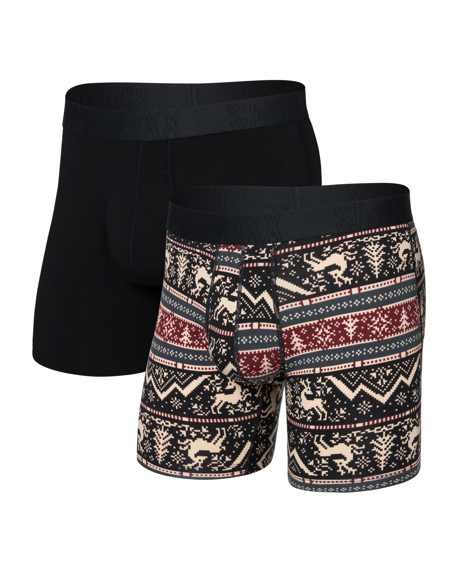 Saxx Droptemp Cooling Cotton Boxer Fly 2 Pack - Caribou/Black