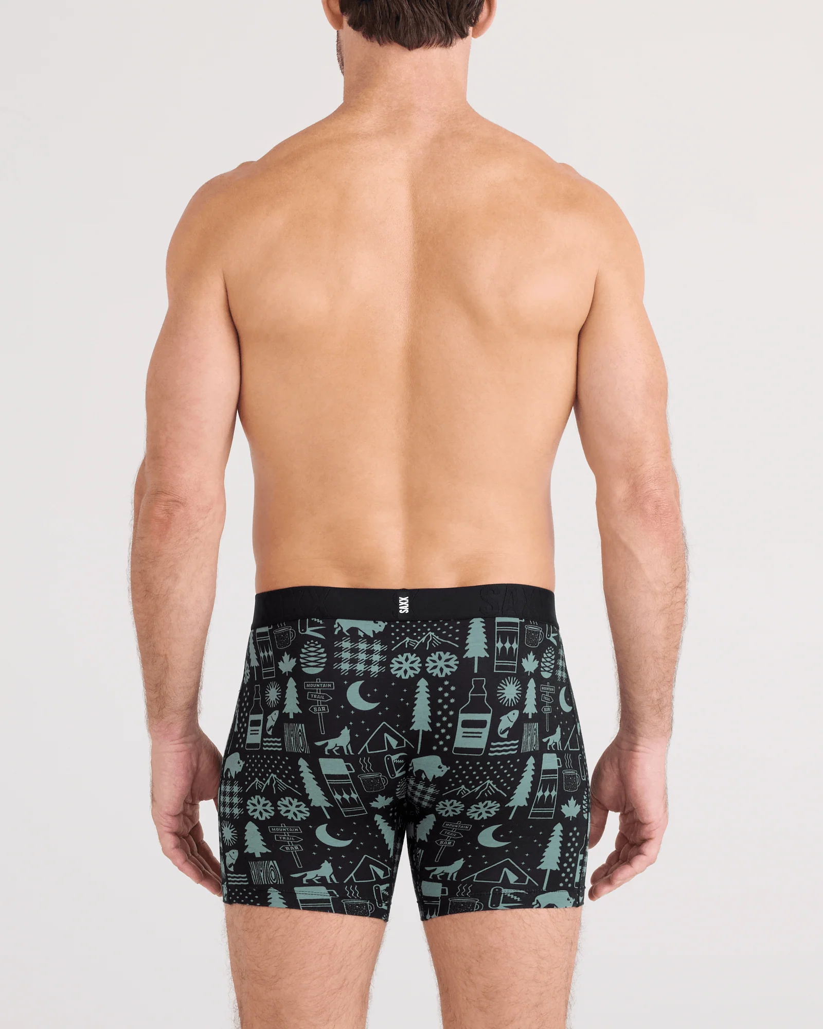 Saxx Droptemp Cooling Cotton Boxer Fly - Camp Stamps Black