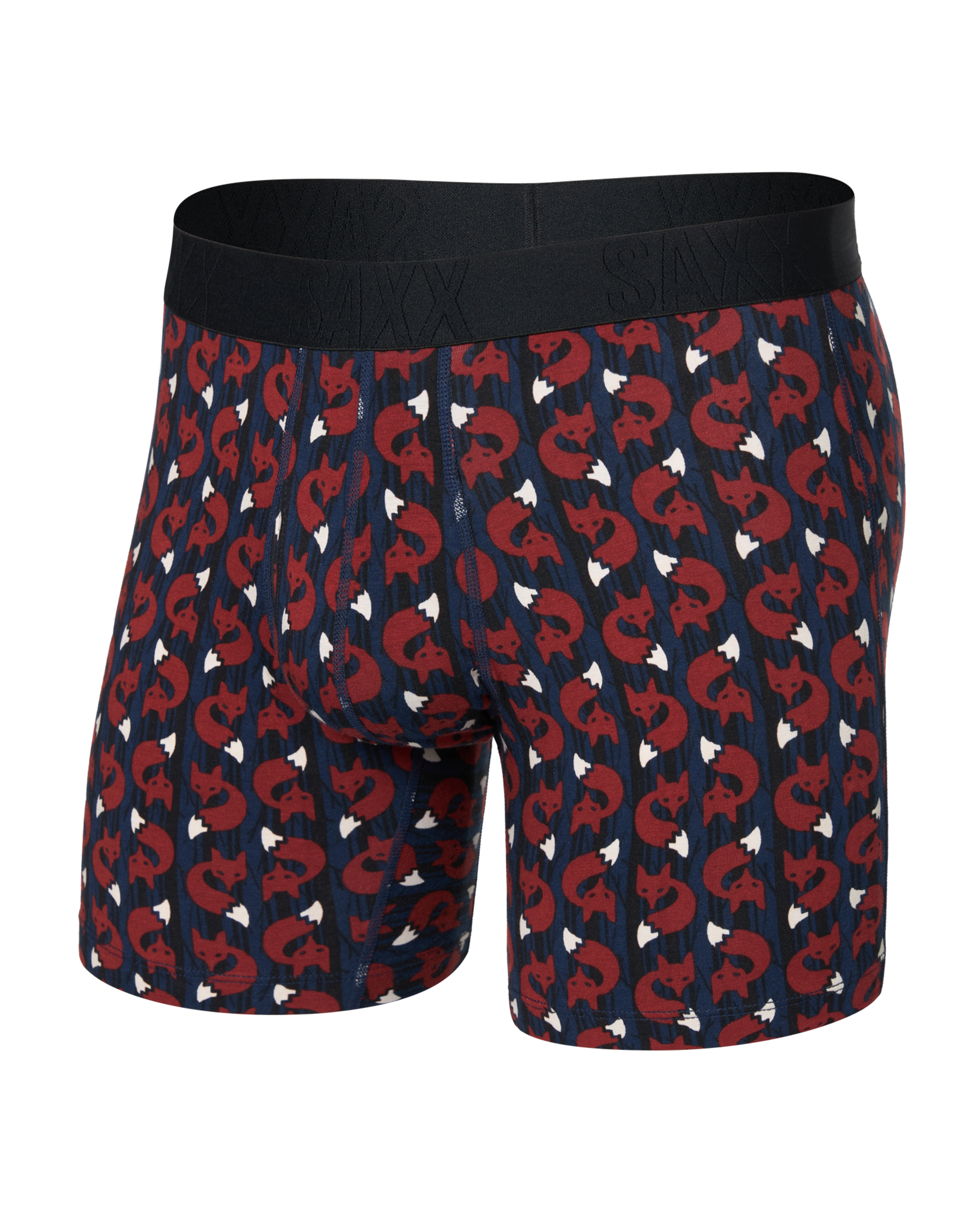 Saxx Droptemp Cooling Cotton Boxer Fly - Fox Check Navy