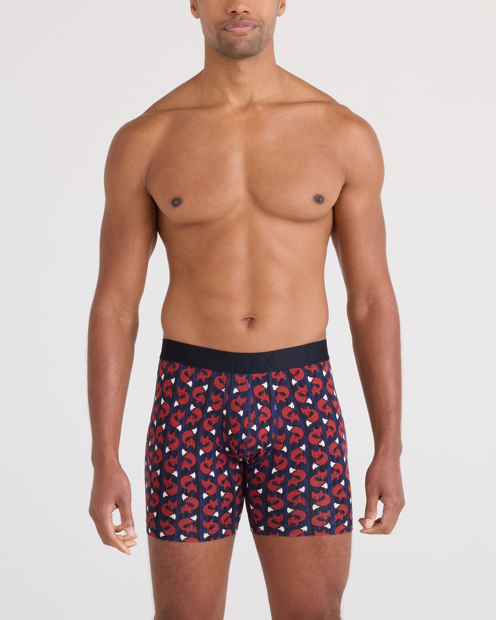 Saxx Droptemp Cooling Cotton Boxer Fly - Fox Check Navy