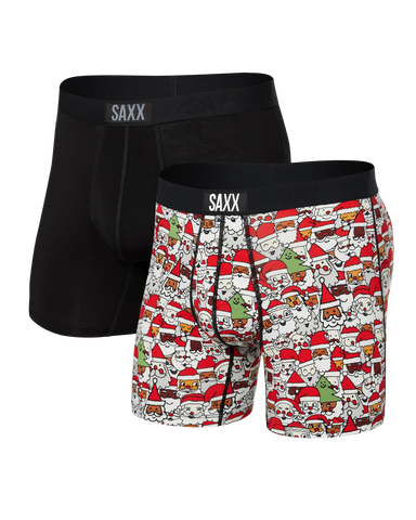 Saxx Vibe Boxer Brief 2 Pack - All the Santas/Blk Mens - Saxx by Saxx | Grace the Boutique