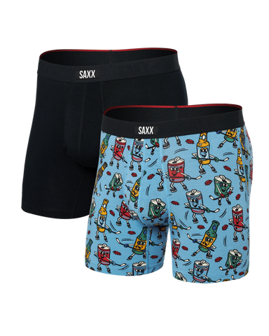 Saxx Vibe Xtra Boxer Brief 2 Pack - Beer Hockey/Blk Mens - Saxx by Saxx | Grace the Boutique