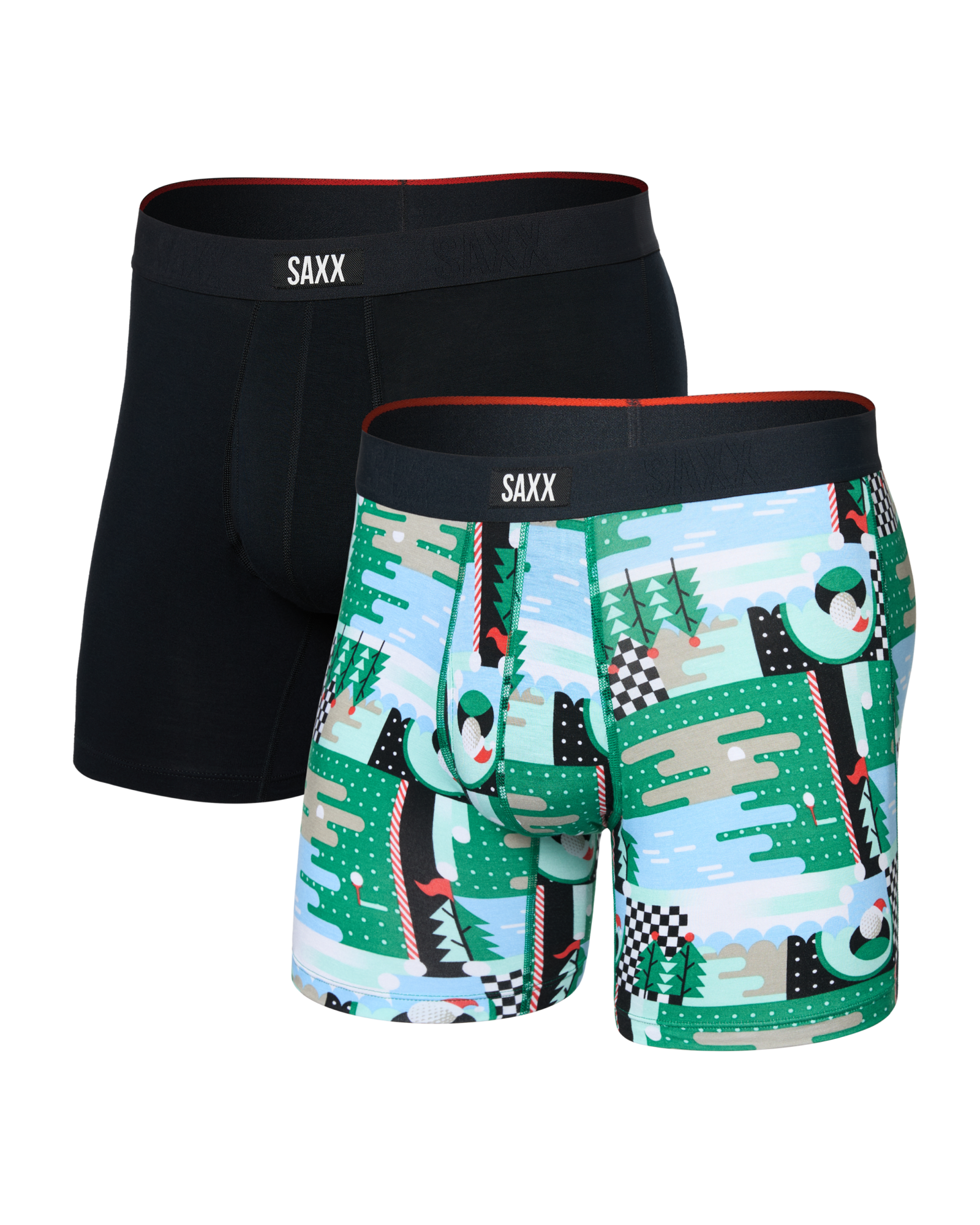 Saxx Vibe Xtra Boxer Brief Fly 2 Pack - Geo Golf Black