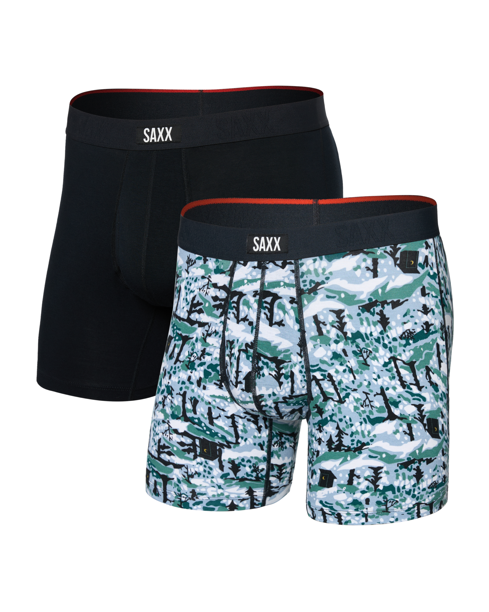 Saxx Vibe Xtra Boxer Brief Fly 2 Pack - Snow Shadow Black